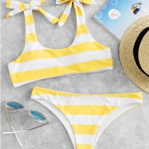 Knot Striped Bikini Set